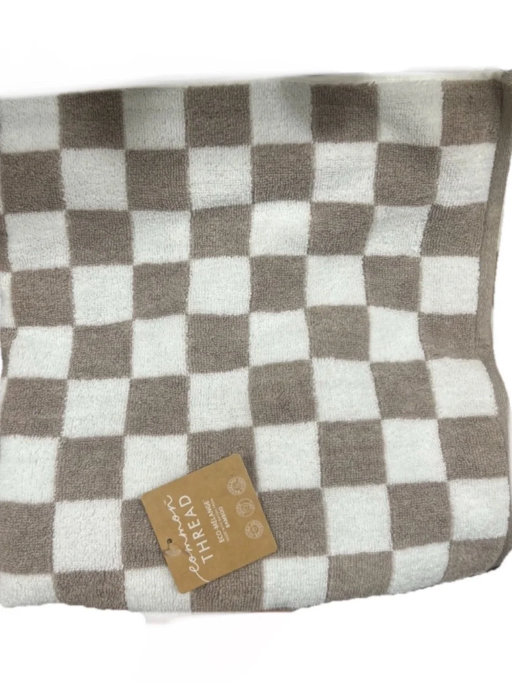 Common Thread Brown and White Checkered Eco Melange Bath Towels Set of 2